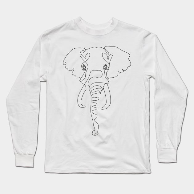 One Line Elephant Long Sleeve T-Shirt by huebucket